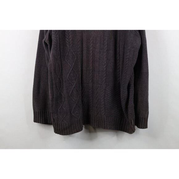 Buckle BKE Mens 2XL Thrashed Chunky Fisherman Cable Knit Henley Sweater Gray - Picture 3 of 16